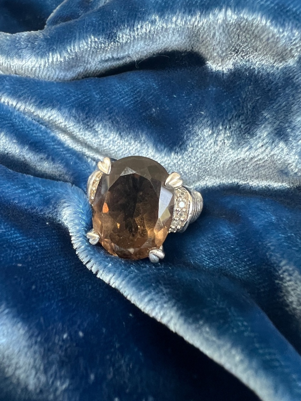 Judith Ripka Sterling Smoky Topaz Ring Size 6.